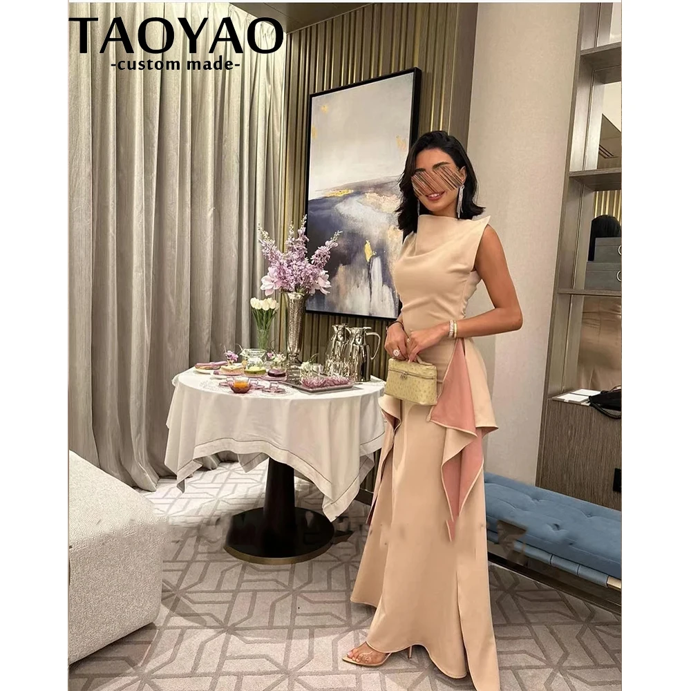 TaoYao Women Evening Dresses New Elegant Mermaid Blush Pink Prom Dresses Sleeveless Floor-Length Formal Party Gowns Elegant 2023