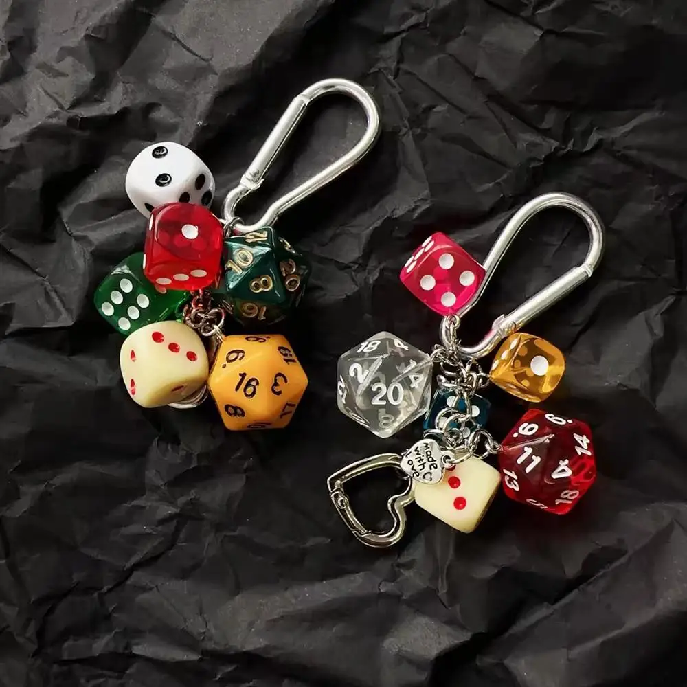 Colourful Dice Keychain Bag Pendant Creative Car Key Holder Hanging Pendant Men Women Funny Backpack Decoration Key Rings