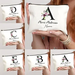 Professor Imprimir Cosmetic Bag, Personalizado, Personalização, Obrigado, Viagem Higiene Pessoal Organizador, Armazenamento Make Up Cases, Maquiagem Outdoor Bag