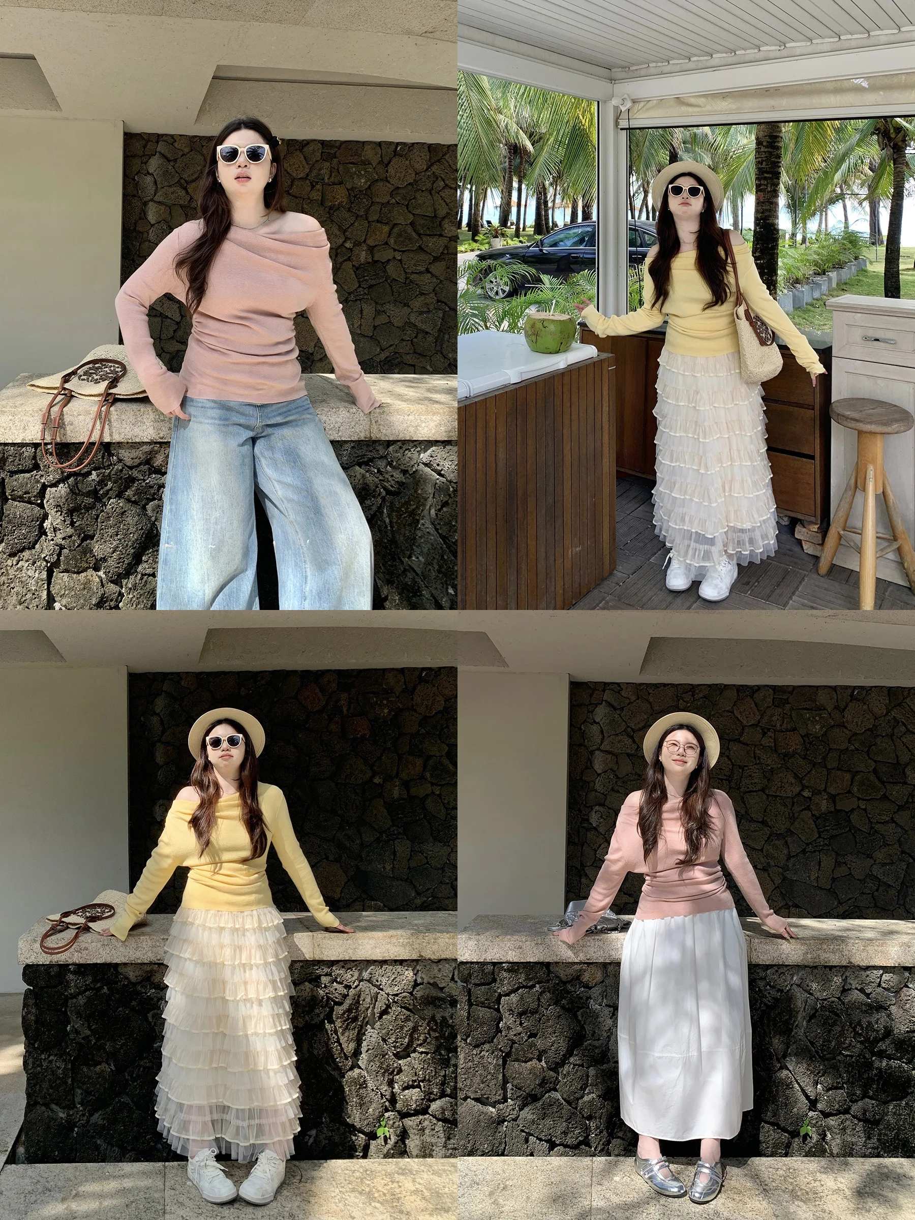 

Pink Knitted Long Sve One oulder M5T6 Pl Top Women's Slim Fit Polyester Nylon Blend Regular Length