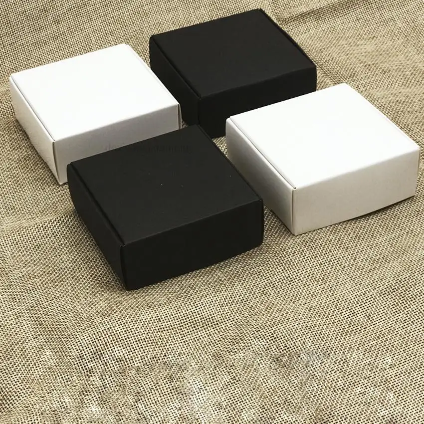 100pc 40 sizes Kraft paper box, brown cardboard handmade soap box, white craft paper gift box,black packaging jewelry box black
