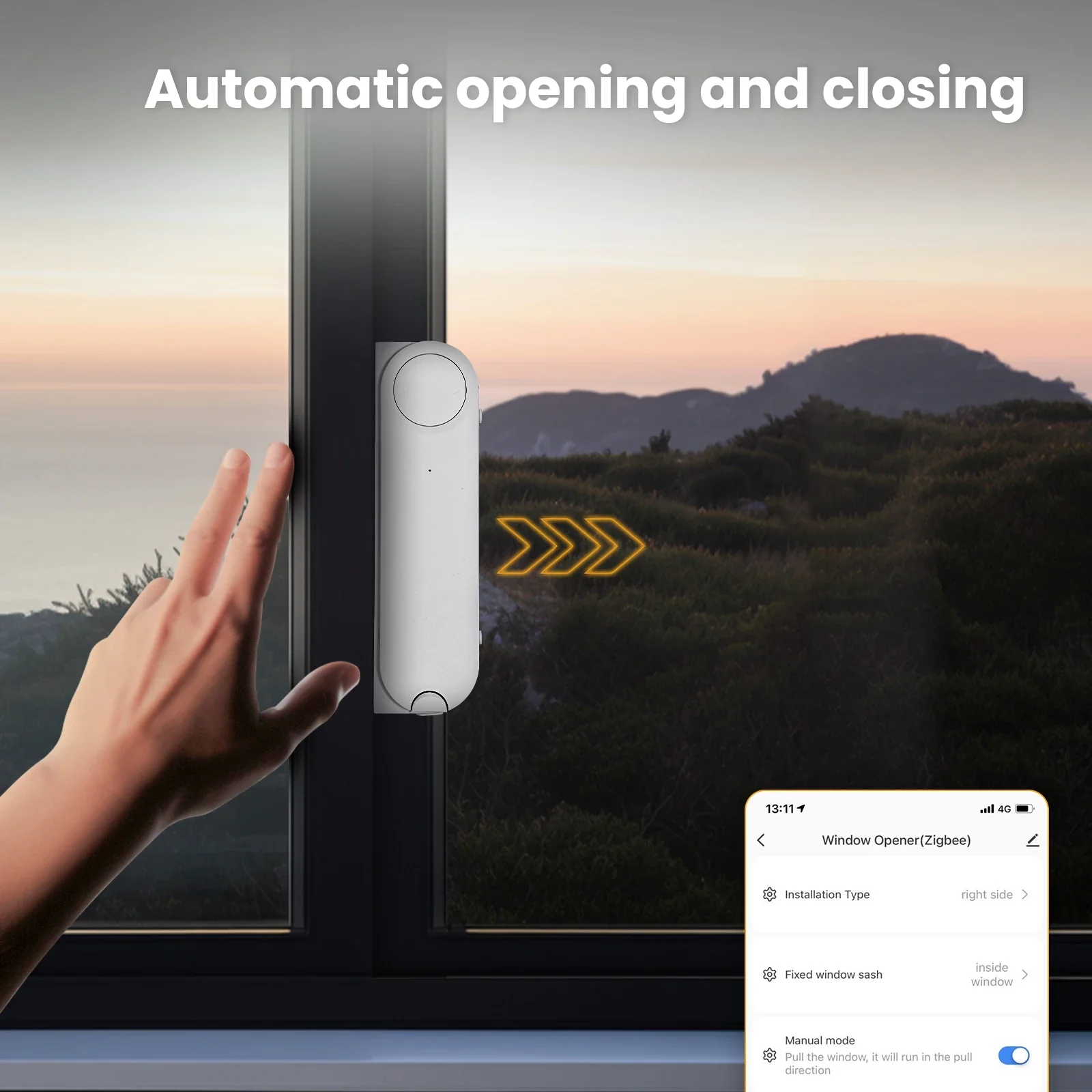 MOES Tuya ZigBee Smart Sliding Window Pusher Automatic Opener Closer Solar Charging App Remote Control Support Alexa Google Home