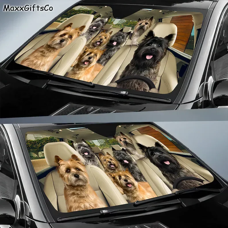 Cairn Terrier Car Sun Shade, Cairn Terrier Windshield, Dogs Family Sunshade, Dogs Car Accessories, Car Decoration , Cairn Terrie