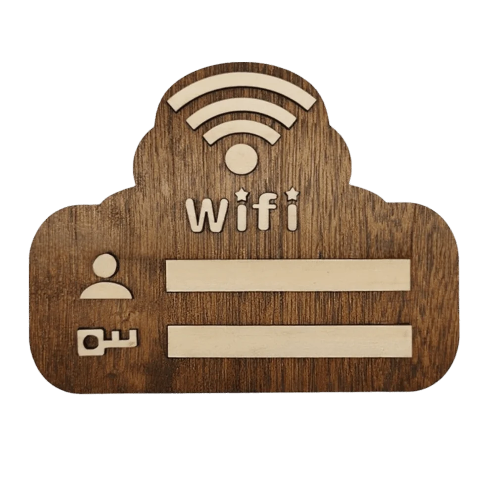 Wooden WiFi Password Sign Wall Mounted Rewritable Wireless Network Indicator Plaque Multi-Purpose Use Handwriting WiFi Signage