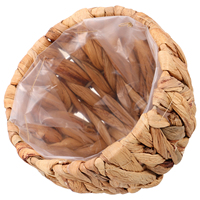 Straw Storage Basket Woven Plant Hyacinth Baskets Waterproof Lining Decorative Grass Planter Seagrass Container Balcony