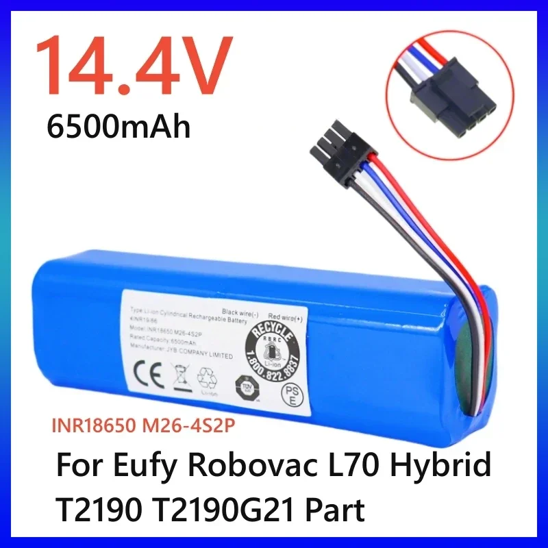 

14.4V 6500mAh Li-ion Battery for Eufy RoboVac L70 Hybrid T2190 T2190G21, Compatible with INR18650 M26-4S2P Vacuum Cleaner