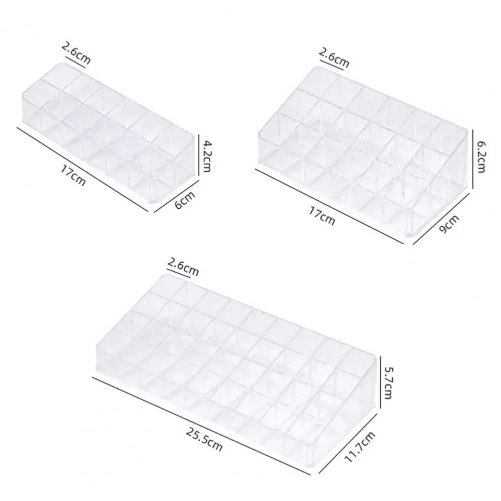 Convenient Plastic Lipstick Storage Box Save Space 12/18/36 Grids Nail Polish Shelf Makeup Lip Gloss Organizer Keep Tidy