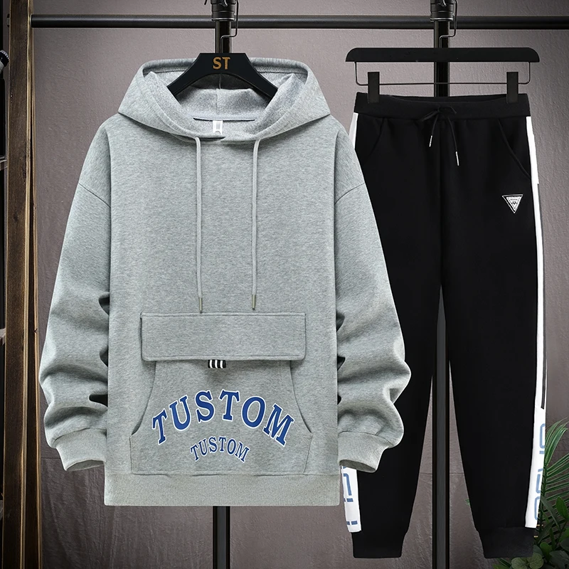 

Fashion Men's Sets Trend Pullover Hoodies Men Casual Harajuku Streetwear Sweatpants Spring Autumn Men Two-Piece Set