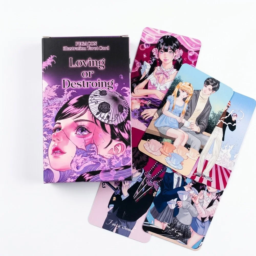 Jeu de tarot de style anime « Loving or Destroying », 78 cartes par jeu (10,2x6,0 cm), jeu de divination du destin, carte de prophétie sorcière