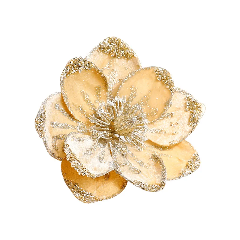Sequins Artificial Imitation Christmas Flower Mesh Gauze Art Tabletop Decorative Ornaments High-grade Velvet Xmas Tree Decor