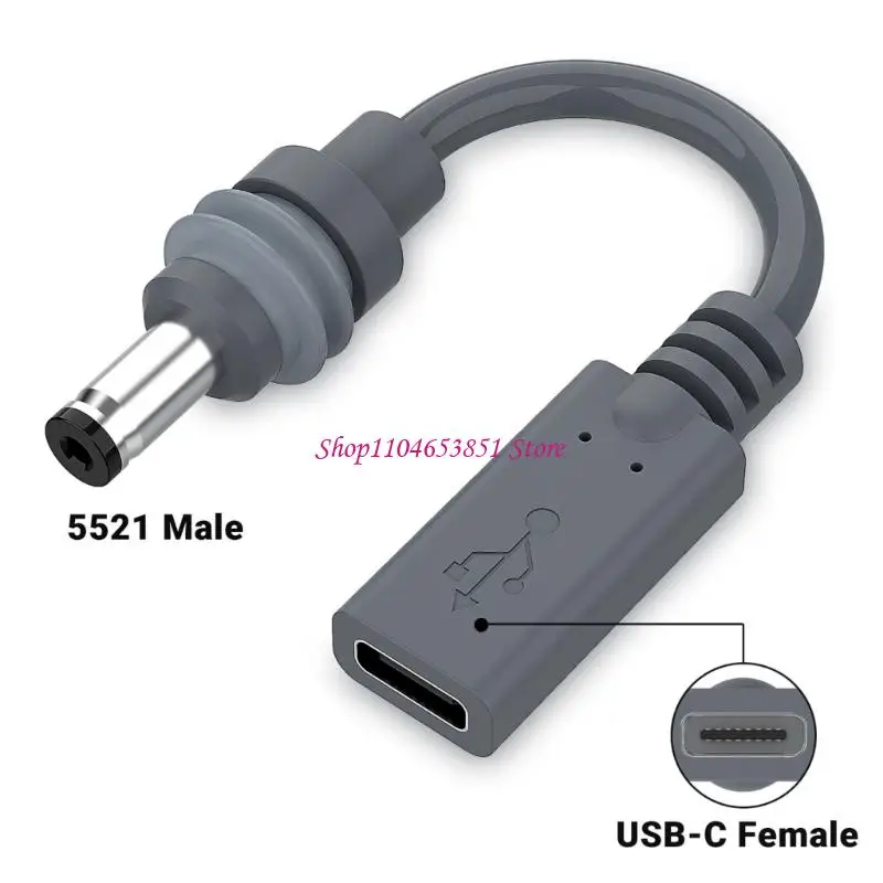 Power Conversion Cable with USB Type C Female Input and 5521 Male Output, Providing a Direct Physical Paths Without Software