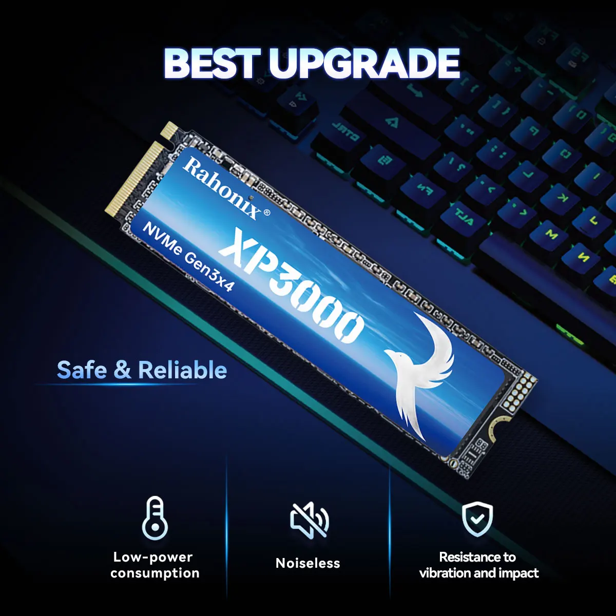 XP3000 SSD M.2 NVMe 2280 512GB PCIe 3.0 M2 3500MB/s M2 2280 Internal Solid State Drive for Laptop Desktop