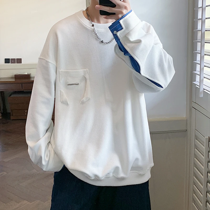 

Men's Long Sve round Ne Sweatirt Spring Autumn Casual Loose Fit Premium Feel Base Layer Outerwear Faionable Basic