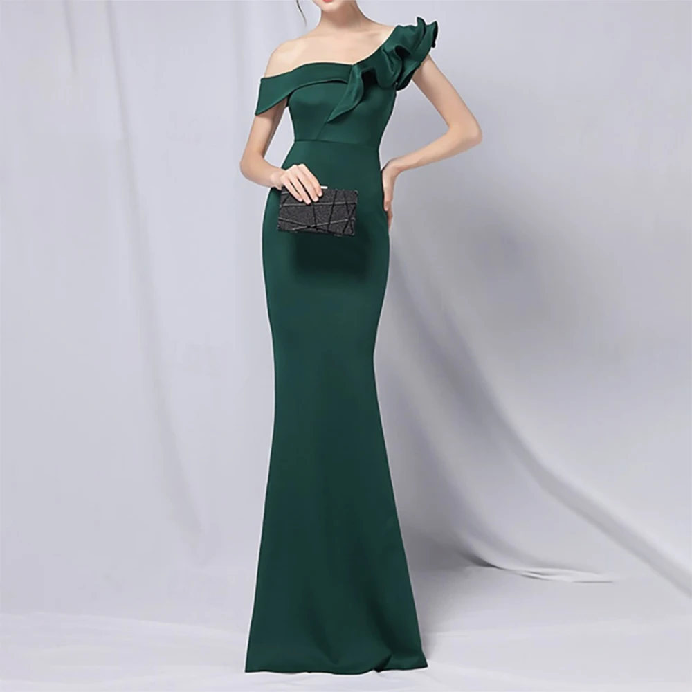 

2024 Elegant Single Shoulder Evening Dress Prom Party Gown Women's Sexy Cocktail Dress Backless Formal Dresses for Wedding Guest