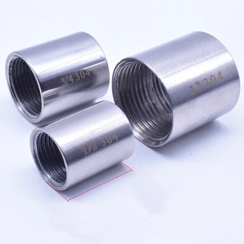 1pc 304 Raccordo per tubo dell'acqua in acciaio inossidabile 1/8 "1/4" 3/8 "1/2" 1 "1.2" 1.5 "2" 2.5 "accoppiamento rotondo dritto filettatura femmina