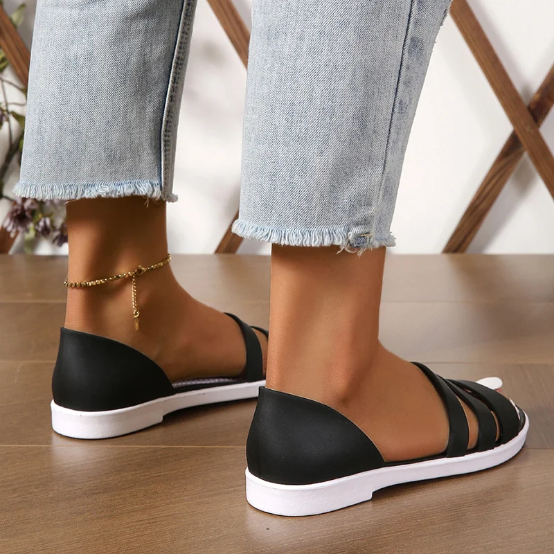 New Style Comfortable Thick-soled Casual Wear-resistant Sexy Elegant Fashion Solid Color Fish Mouth Open Toe Women\'s Sandals