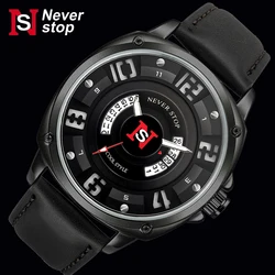 NS Classic Arabic Style Men's Quartz Watch with Luminous Hands, Waterproof Leather Strap, Glass Quality, Date Calendar Watch