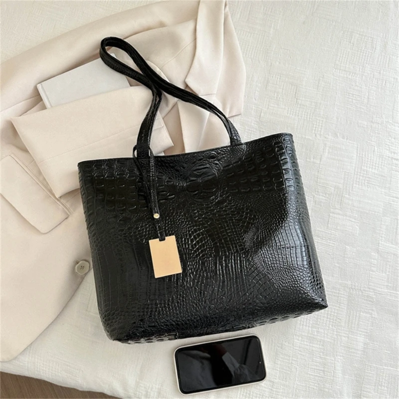 

X5XA Women PU Leather Handbag Purse Large Capacity Shoulder Bag Commuters Bag