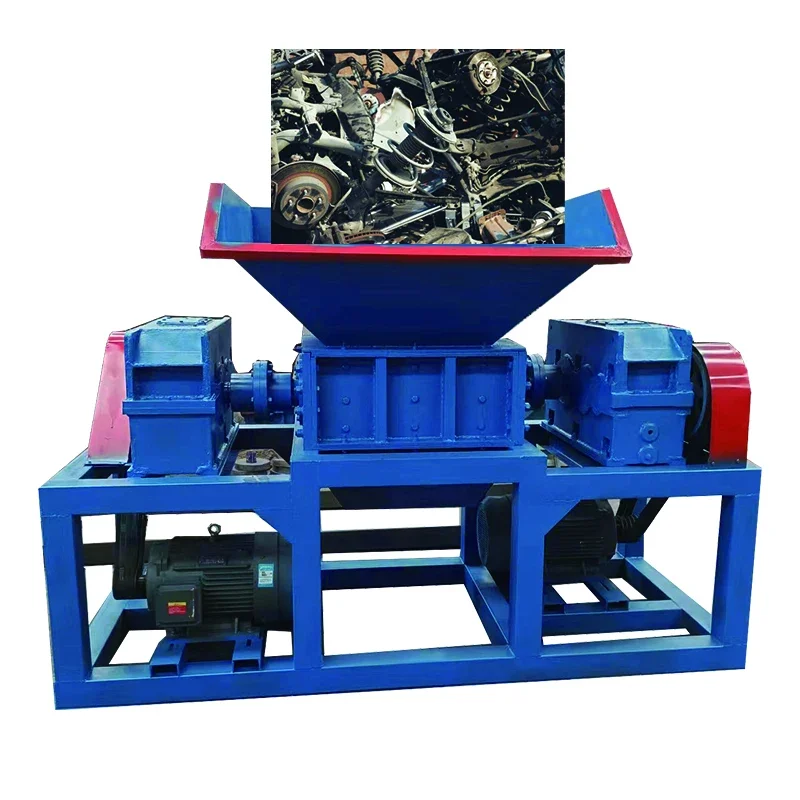 Double Shaft Scrap Metal Shredder Used Car And Motorcycle Tire Shredding And Recycling Rubber Tyre Shredder