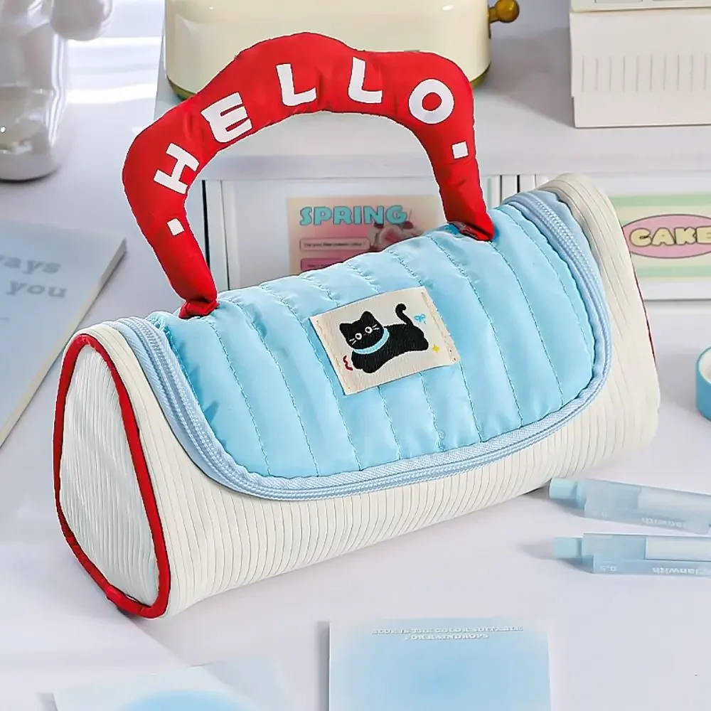 กระเป๋าใส่ปากกาสีโดปามีนอเนกประสงค์แบบพกพาความจุขนาดใหญ่กระเป๋าใส่อุปกรณ์เครื่องเขียนกล่องดินสอกลับไปที่โรงเรียน