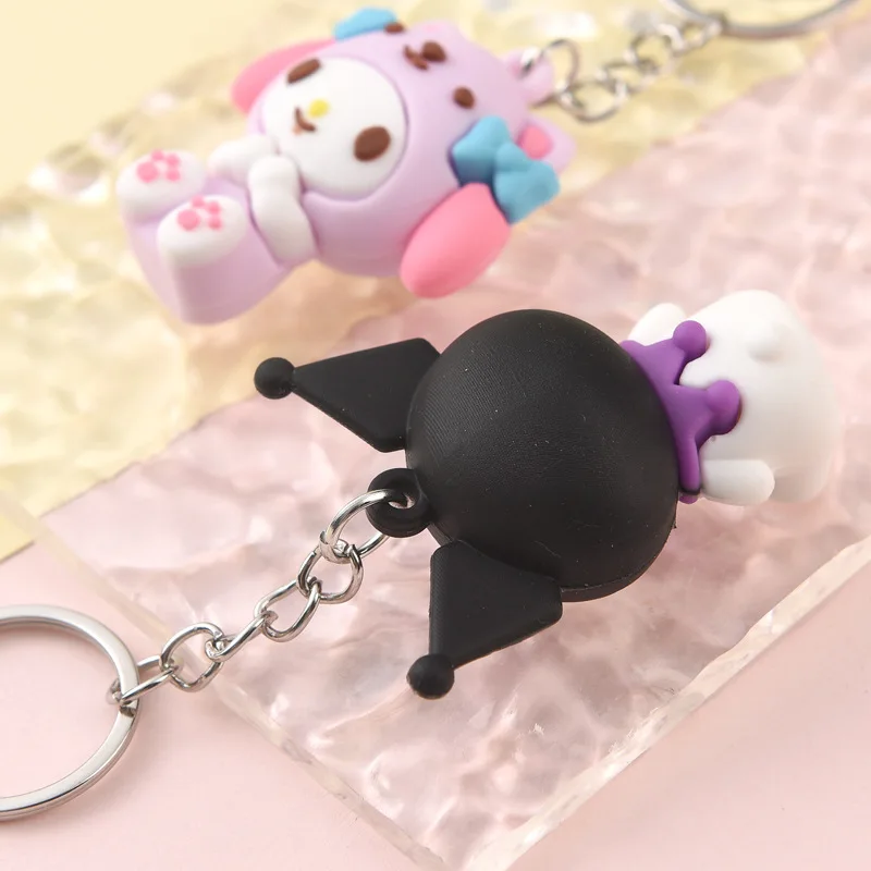 Sanrio Anime Sleutelhangers Hello Kitty Melodie Kuromi Cinnamoroll Cartoon Poppen Actie Figuur Model Tassen Hanger Sleutelhanger Auto Sleutelhanger