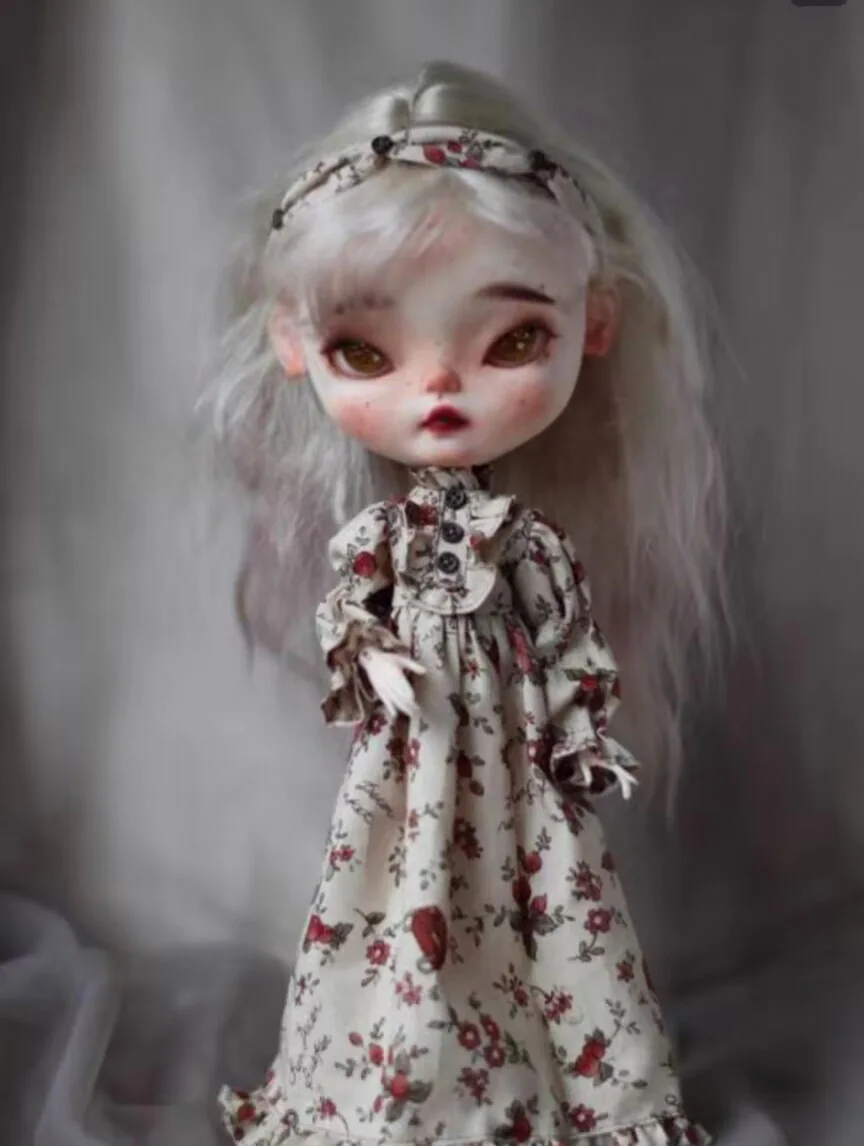 2025 1pcs vintage/retro floral Blythe one piece dress 1/6 30cm(Fit for azone,Pullip,Ob22/24/26, Licca)