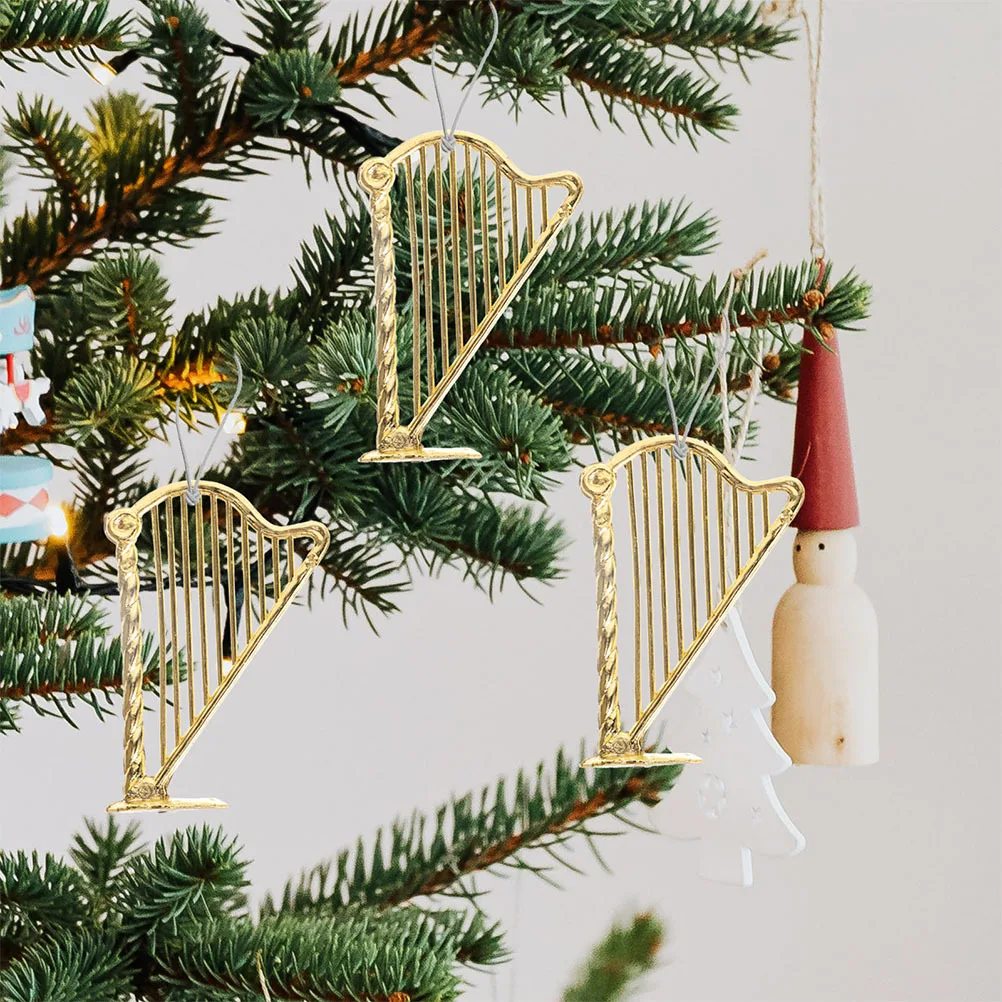 

15pcs Miniature Harp Ornament For Xmas Home Decor Christmas Tree Decoration Musical Instrument Pendant Mini Violin Cello Decor