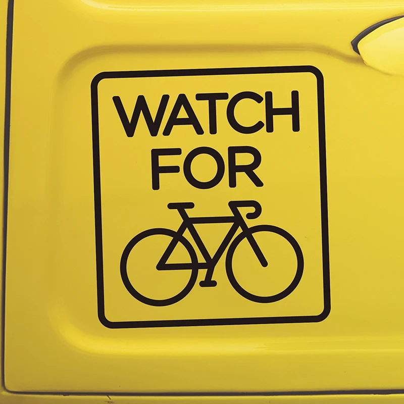 Watch For Cyclist Funny Car Sticker Removable Waterproof Window Body Decal CL1075