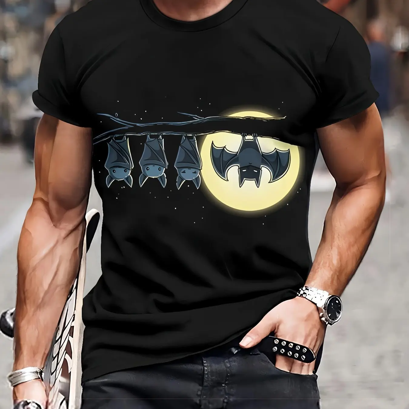 

Men's 3D Printed Fashionable T-shirt - Casual Breathable Polyester Fiber Machin 3D printed men's complaint quick drying T-shirt