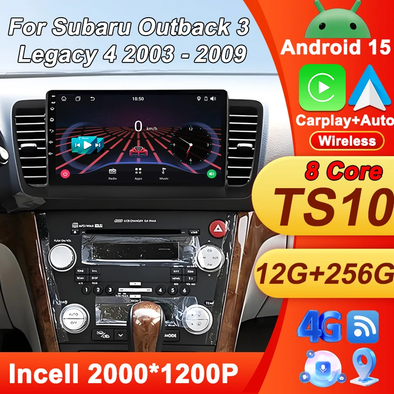 Car Multimedia Video Radio Player For Subaru Outback 3 Legacy 4 2003 - 2009 Wireless Android Auto CarPlay 8 Core GPS Navigation