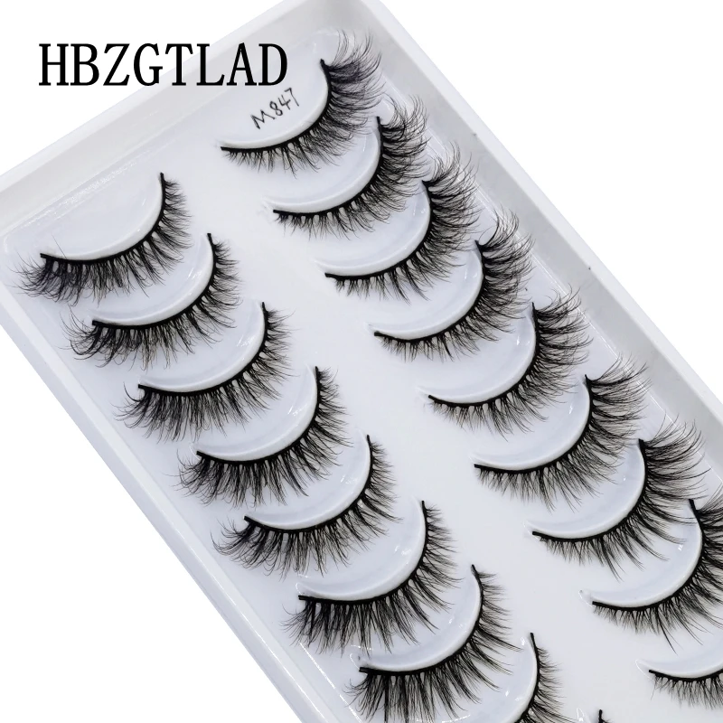 HBZGTLAD 10 pairs Eyelashes 3D Natural False Lashes Fluffy Soft Cross Fake Lashes Wispy Natural Long Eyelash Extension Makeup