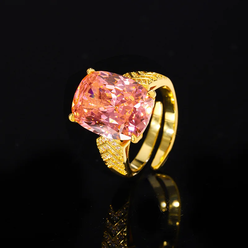 Jewelry -Plated Bird's Nest Cut Corundum Square Vintage Gold Ring 12*16