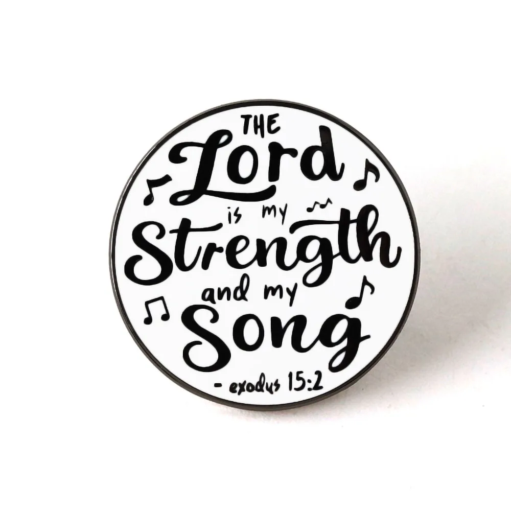 Christian Religious Theme Brooch The Lord Is My Strength And My Song Bible Verse Badge Christian Church Gift Festival Accessory