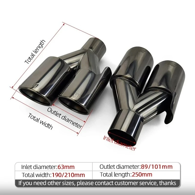 1 Pair Factory Export M Style Black Chrom stainless Steel Exhaust Dual Pipes for Car Bmw Modify Muffler Tail Tips view 3