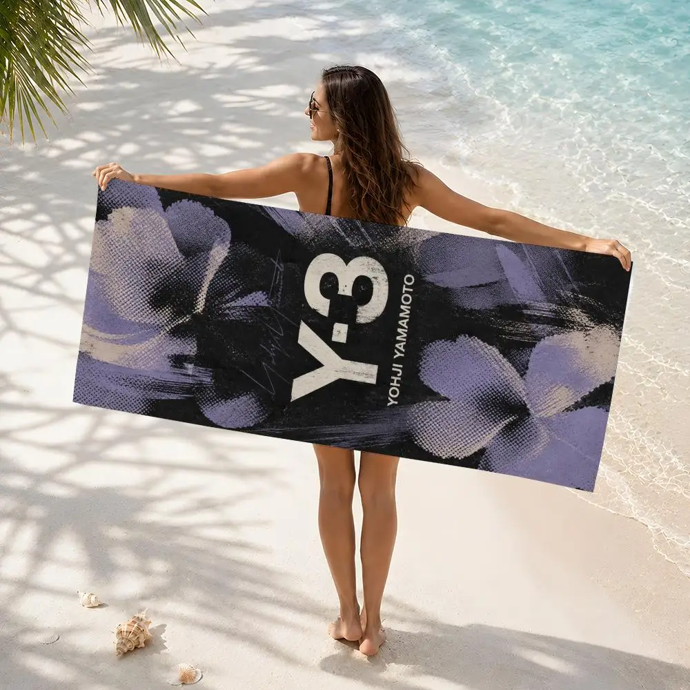 Fashion Y-Yohji Yamamoto Y-3 Towel Quick Dry Beach Towel Sand Free Travel Towel Pool Towel Lightweight Absorbent Compact