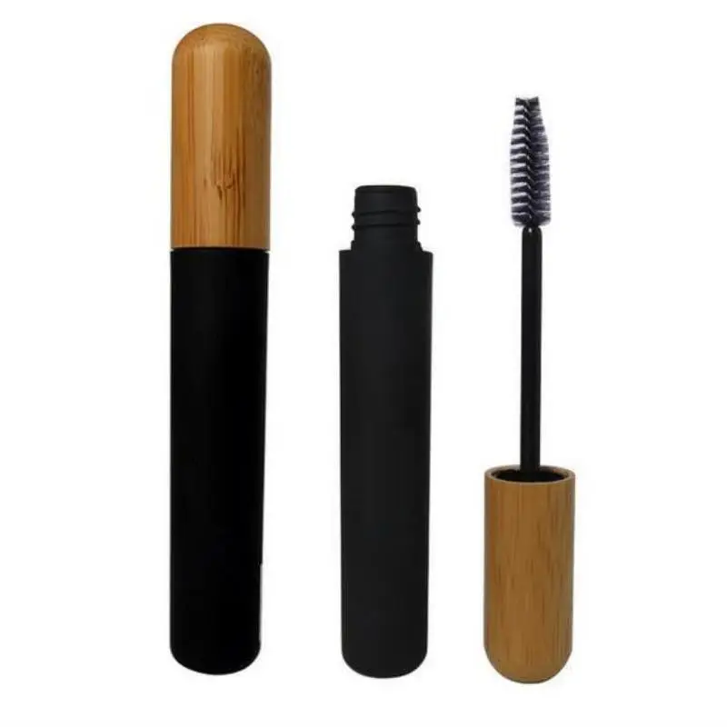 30 Stuks 8Ml High-End Zwarte Mascara Buis Bamboe Lippenstift Wimperbuizen Met Ramen Lege Cosmetische Containers Navulbare Flessen