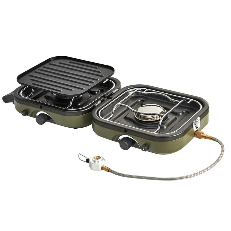 Portable Two-Burner  Cooking Stove with Non-Stick Baking Pan NH22RJ003 Naturehike PHANTOM Folding Gas Stove Picnic Camping