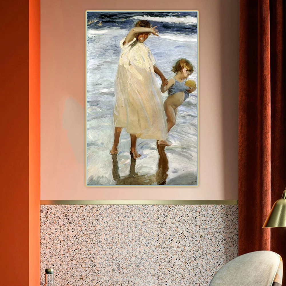 Citon Joaquin Sorolla 《dos hermanas, Valencia 》 lienzo pintura al óleo obra de arte póster cuadro decorativo decoración de pared decoración del hogar