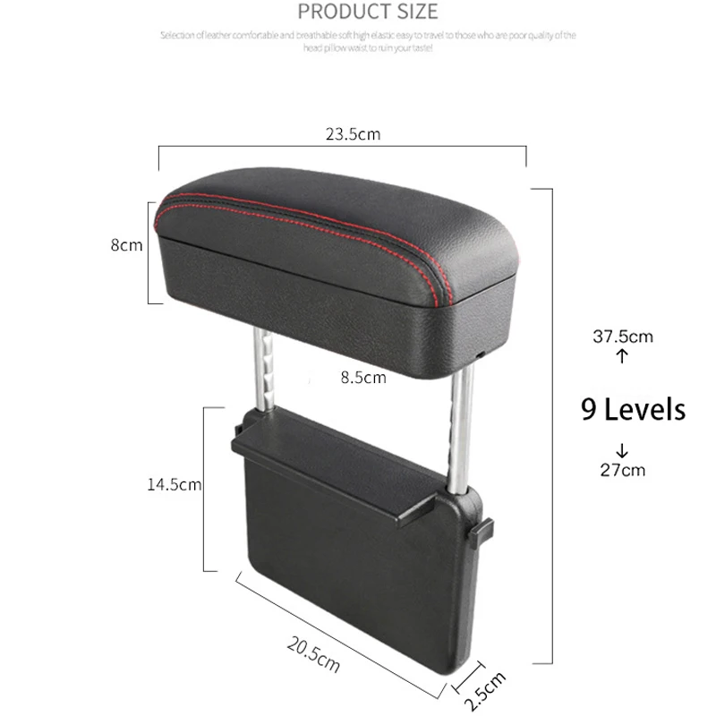 Car Adjustable Armrest Box Elbow Support Car Center Console Car Storage Box Auto Seat Gap Organizer Phone Holder Arm Rest