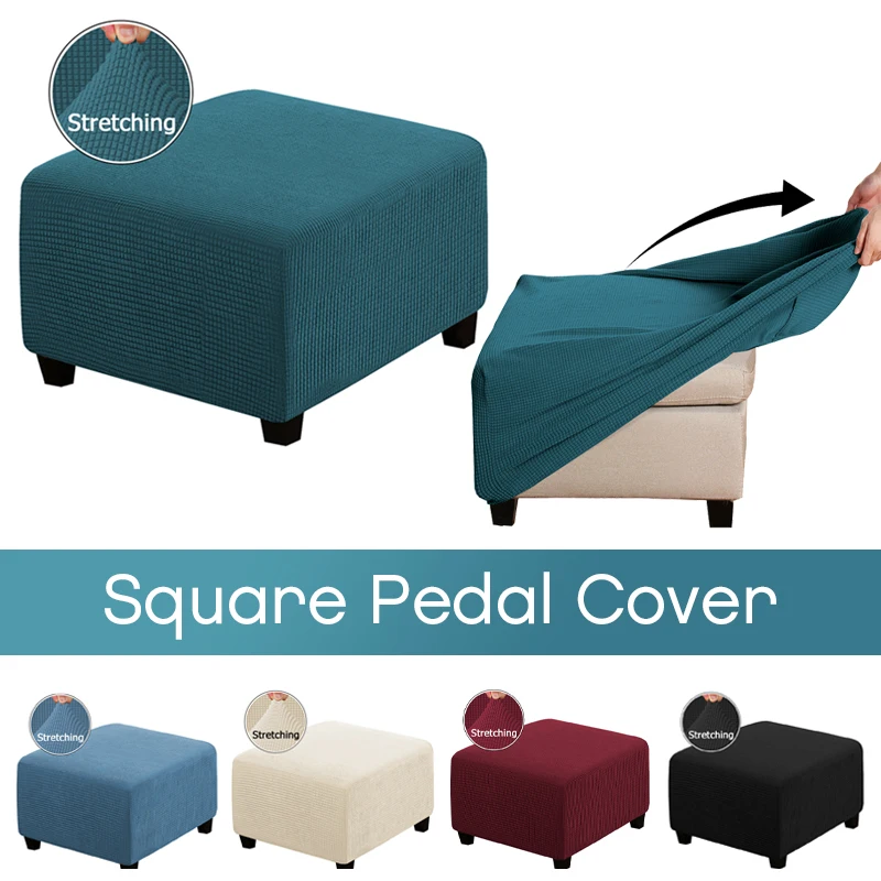 

Stretch Ottoman Stool Cover Jacquard Square Footstool Sofa Slipcover Chair Covers Furniture Protector Covers