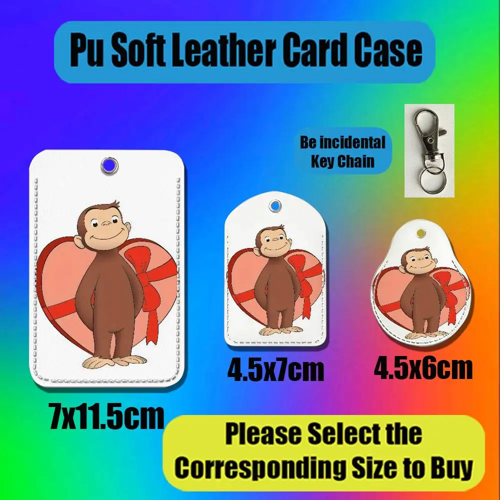 For Monkey Curious George For AirTag Case Card Holder Keychain ID Credit Bank Access Badge For Air Tag Case Shell