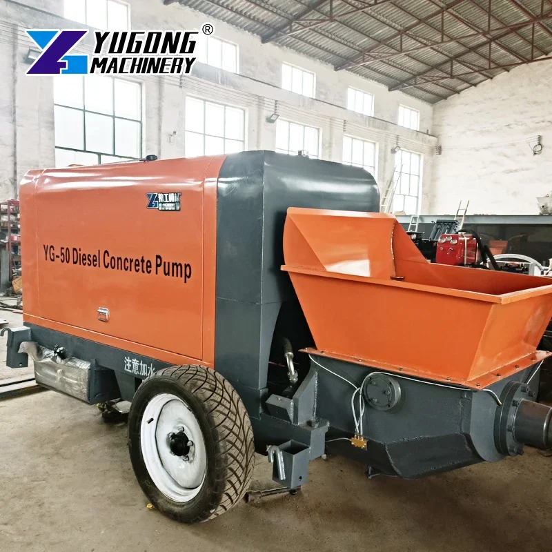 

Yugong factory supply concrete conveying pumps cement pumps with mixer