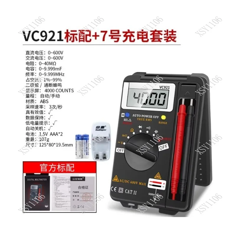 ZOYI VC921 Mini Digital Multimeter Handheld Pocket AC DC Voltage Capacitance Resistance Tester
