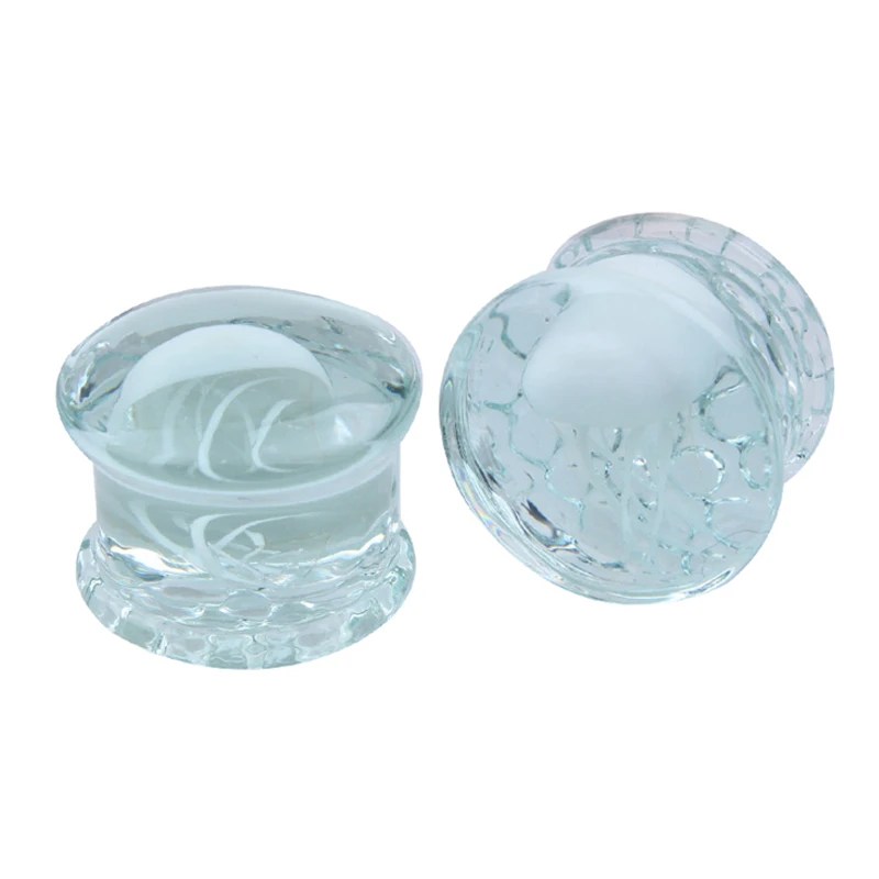 2pcs Glass Jellyfish Saddle Ear Plugs Inner Tooth Ear Gauges Auricle Screw Ear Plug Piercing Body Jewelry Ear Expander 8-16mm