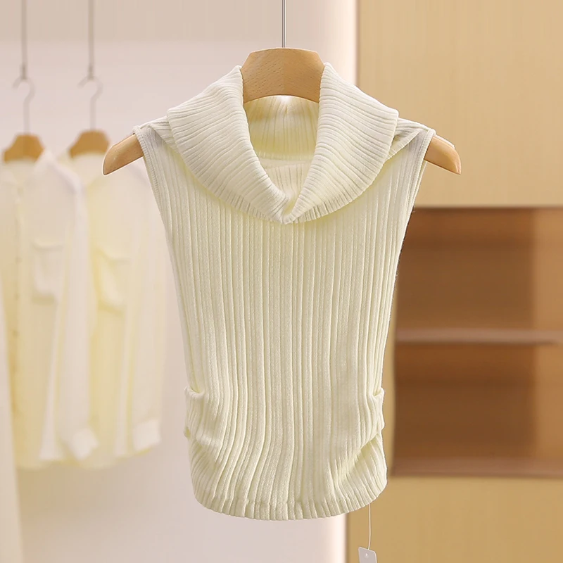 

Sexy Slim Fit Pure Color Vest Design Sensual Brand Button Autumn Wear 2025 New Sle Commute Knitted ort Length Top