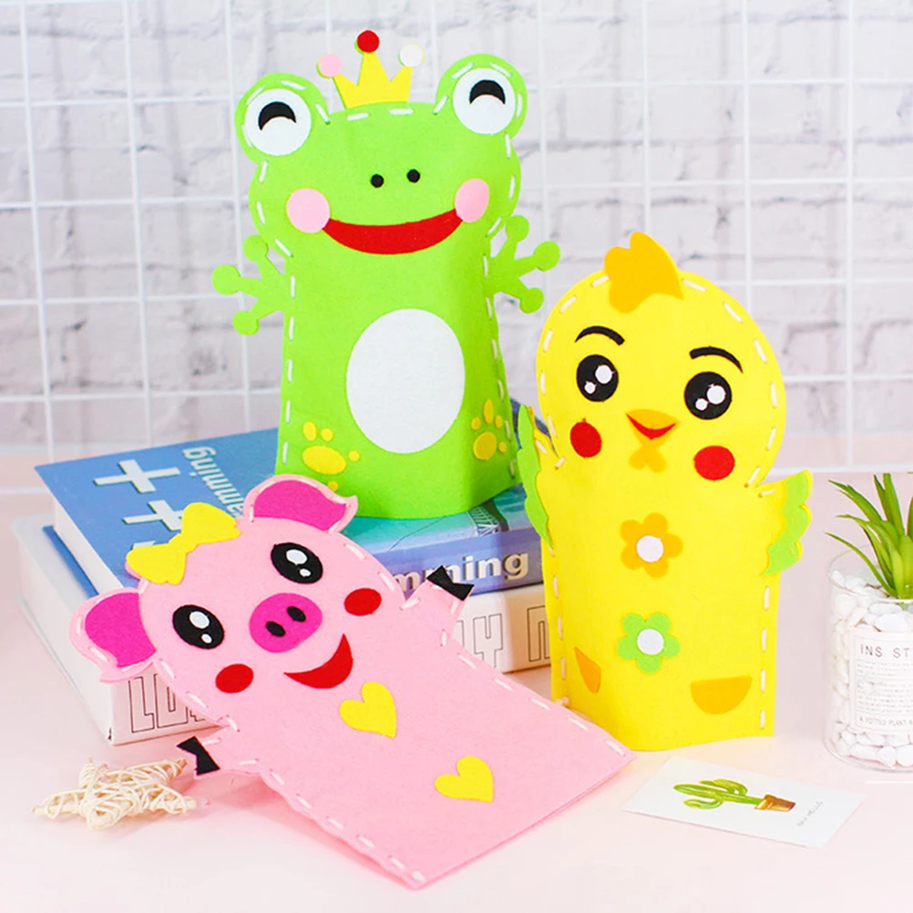 

8 Pcs Hand Puppet Kits Kids Toys Diy Crafts Art Supplies Cloth Puppets Educational Material Set Cartoon Style Brain Development