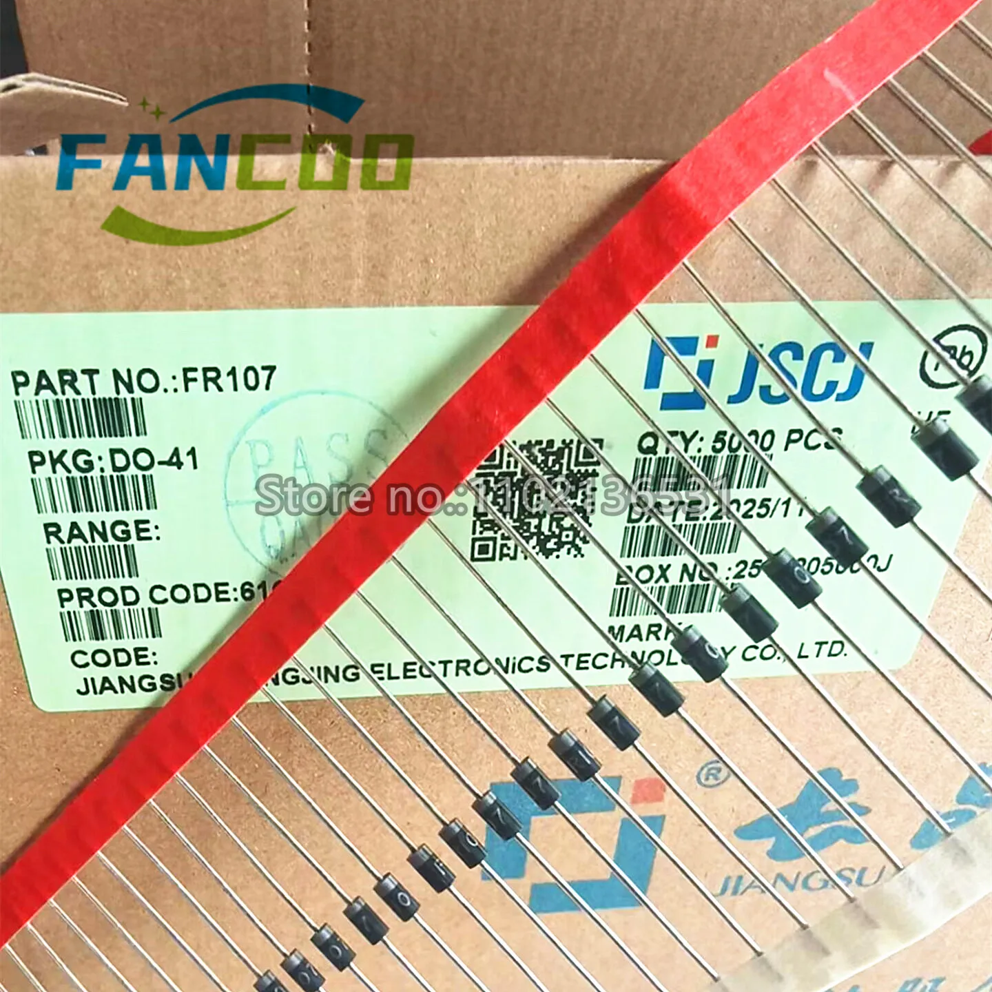 FR107 DO-41 Fast Recovery High Efficiency Diode 1.3V@1A 1kV 5uA@1kV 1A