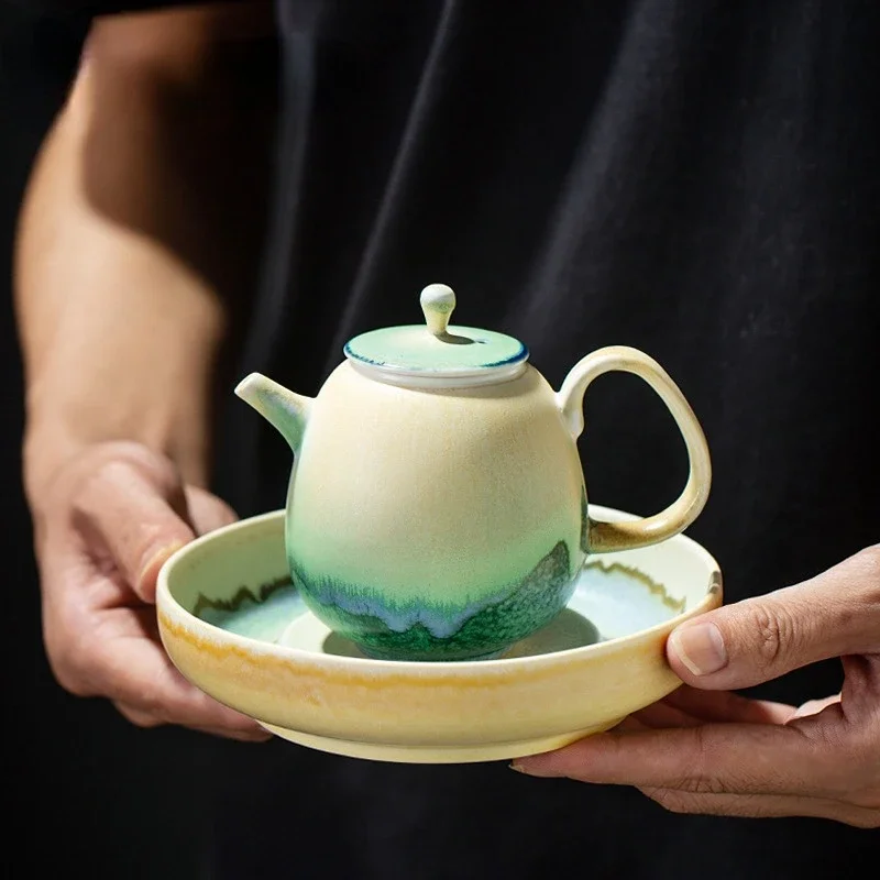 Tetera de Cerámica Transparente con Diseño de Huevo de Dragón y Filtro de Bola, Juego de Té Kung Fu, Taza de Té, Infusor de Té para el Hogar