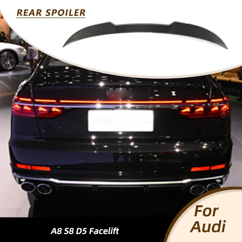 

Car Rear Trunk Racing Spoiler for Audi A8 S8 D5 Facelift 2021-2026 Car Rear Trunk Boot Wing Lip Racing Body Kits Carbon Fiber