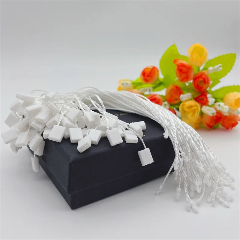 

500pc High Grade Clothing Tag Rope White Black Polyester Rope String Snap Lock Pin Loop Diy Clothes Price Tags Cards Accessories